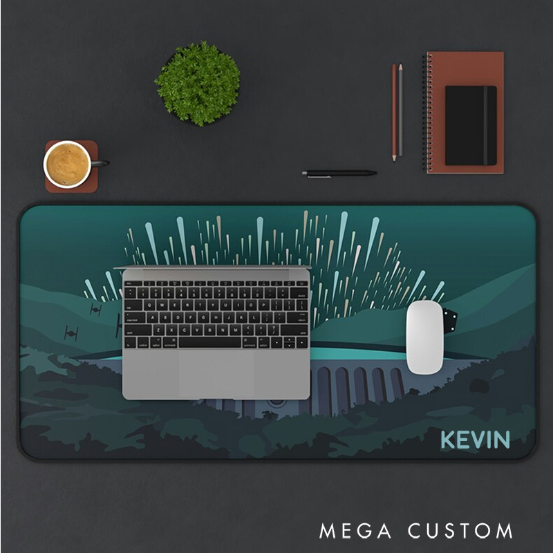 Personalized Futuristic Nightscape Desk Mat Custom Work or Gaming Mousepads Gift for Sci-Fi Geek Nerd Lover