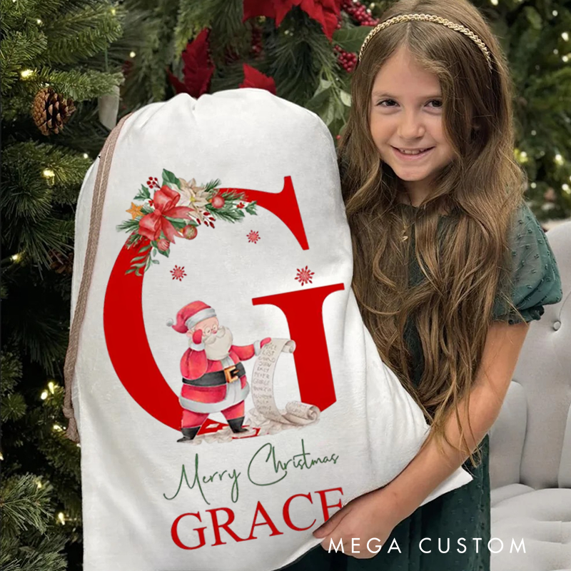 Personalised Motocross Christmas Sack - Dirt Bike Festive Santa Gift Bag for Kids