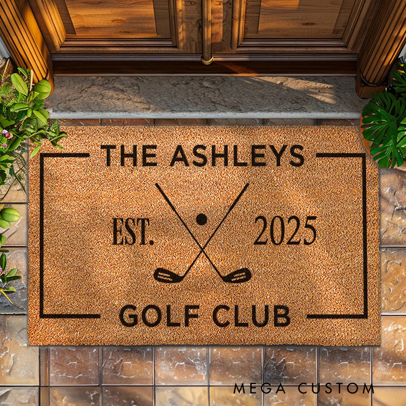 Personalized "Golf Club" Doormat with Customizable Family Details 