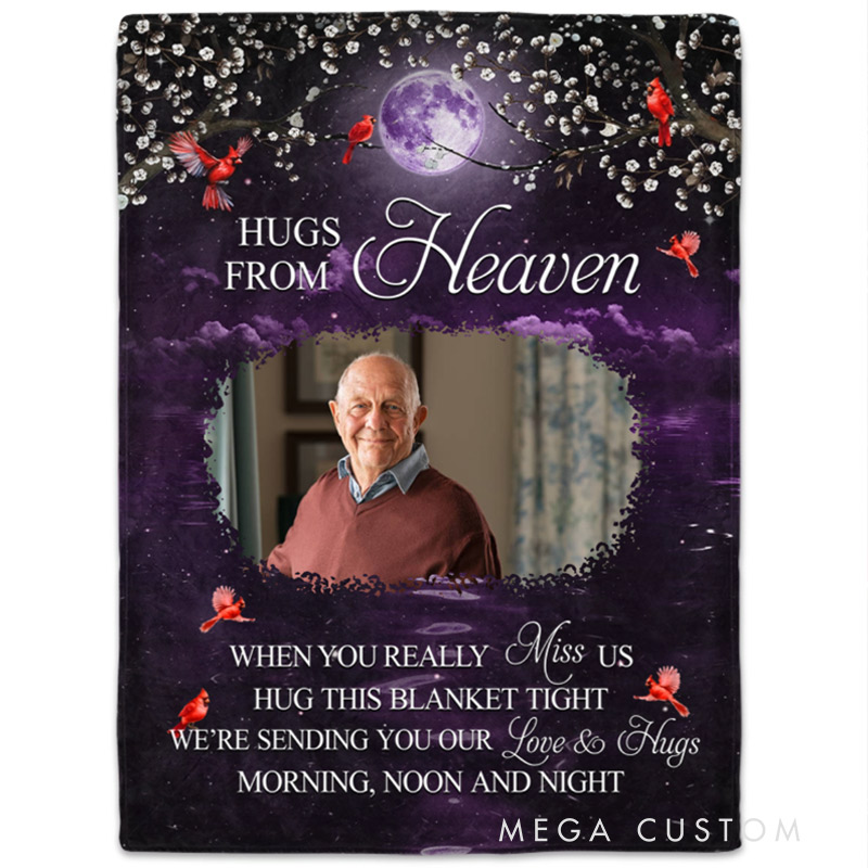 Personalized Memorial Blanket With Cardinal Design Custom Photo When You Miss Me Have No Fear Hug This Blanket And Know I’m Here Keepsake