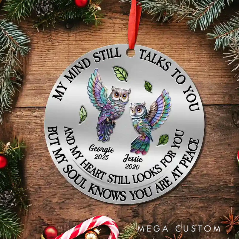 Personalized Memorial Photo Ornament Memorial My Mind Still Talks To You Acrylic Christmas Ornament Loss of Loved One Gift 