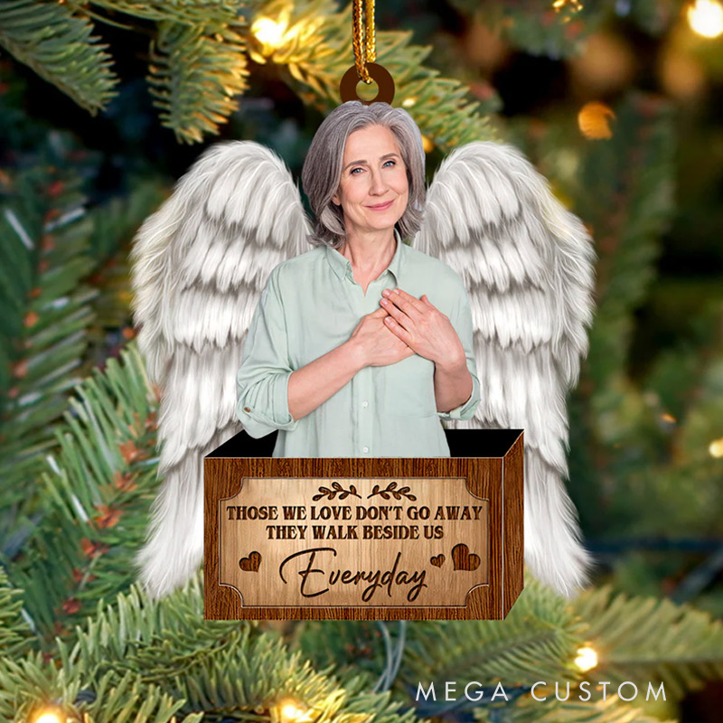 Personalized Memorial Wings Ornament Custom Photo Acrylic Ornament Always On Our Mind Forever In Our Heart Funeral Ornaments