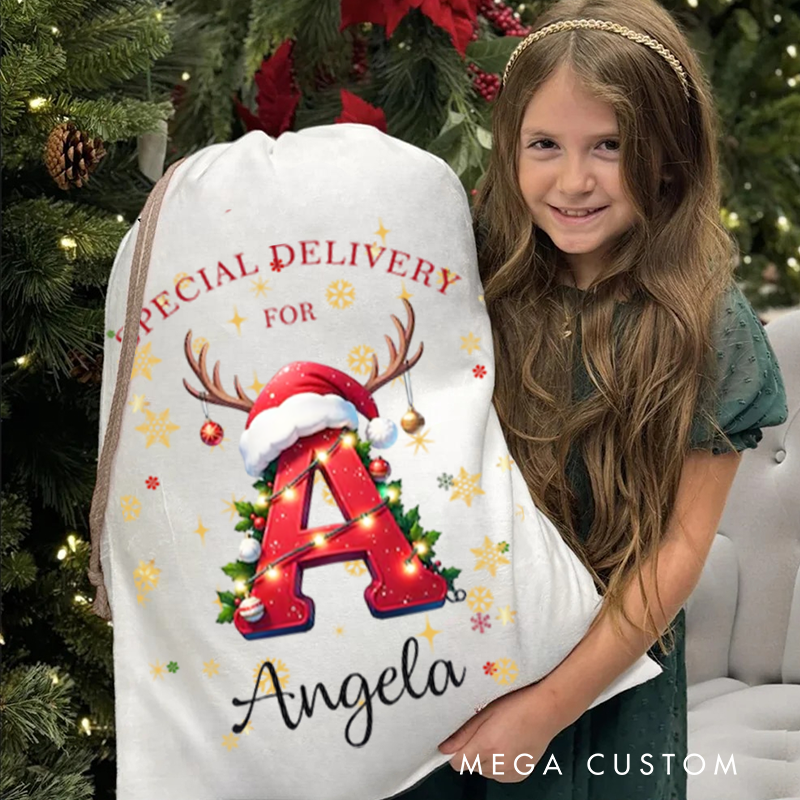 Custom Letter Name Santa Sack Personalized 2025 Christmas Family Keepsake Bag