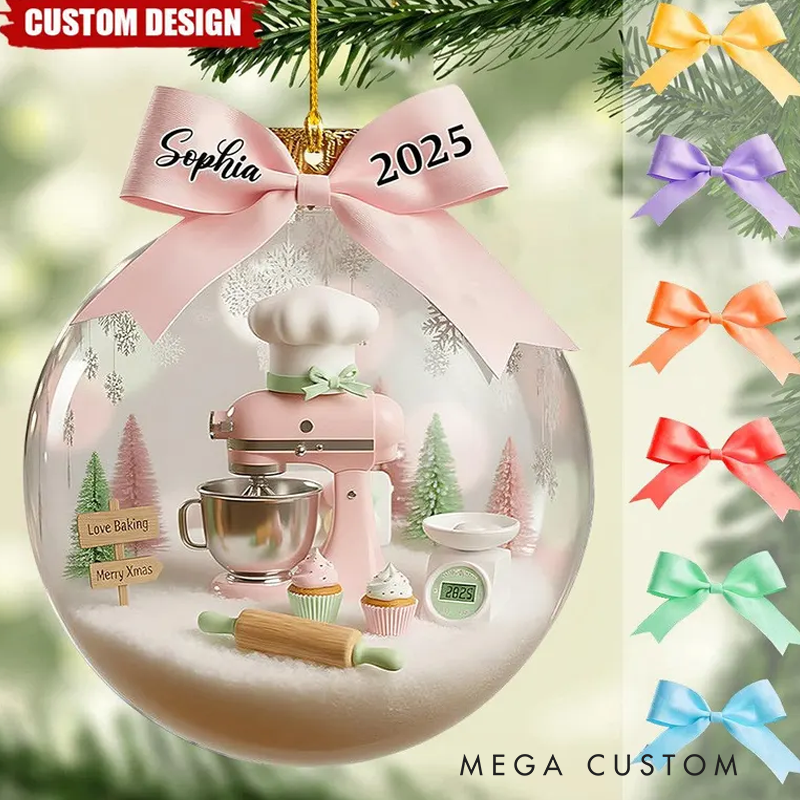 Personalized 2025 Baking Christmas Ornament with Name Holiday Baking Christmas Tree Decoration Baking Keepsake Baker Xmas Gift