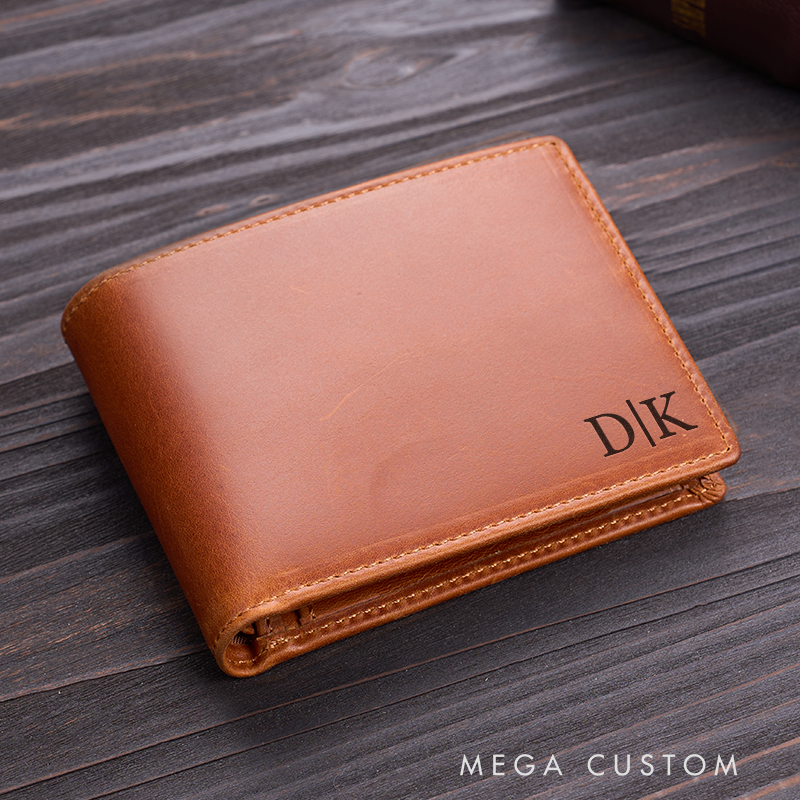 Personalized Leather Wallet Custom Wallet for Him Engraved Wallets with Name Mens Wallet Minimalist Wallet Leather Gift For Him Gift for Husband Boyfriend Father