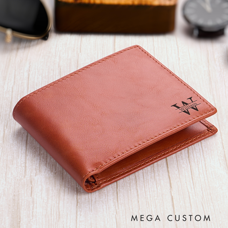Personalized Leather Wallet Custom Wallet for Him Engraved Wallets with Name Mens Wallet Minimalist Wallet Leather Gift For Him Gift for Husband Boyfriend Father