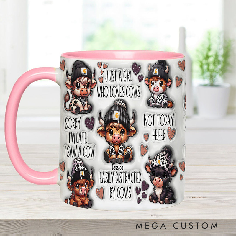 Personalized Just A Girl Who Loves Highland Cows Accent Mug