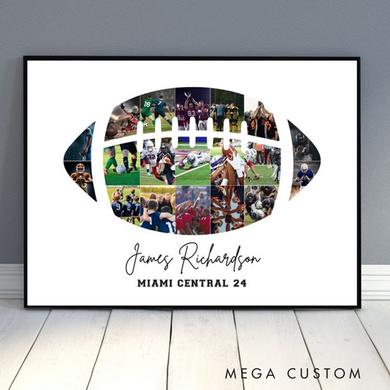 Personalized American Football Caricature from Photo Wall Art Poster Without Frame Funny Hand Drawn Style Art Gift for Baseball Fans and Athletes 