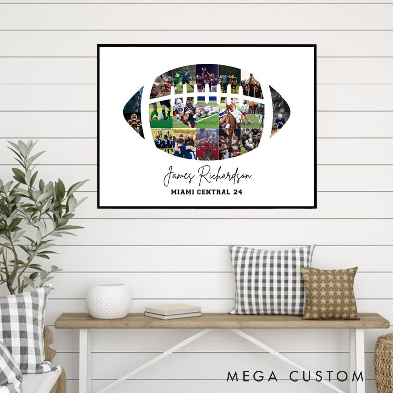 Personalized American Football Caricature from Photo Wall Art Poster Without Frame Funny Hand Drawn Style Art Gift for Baseball Fans and Athletes 