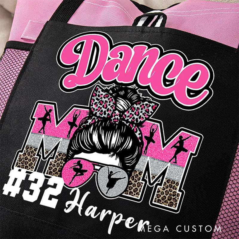 Personalized Multicolor Dance Mom Durable Tote Bag with Name and Number Birthday Gift for Dance Lovers Mother