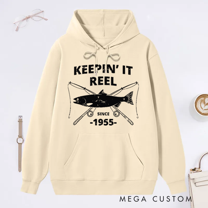 Personalized Keepin It Reel Fishing Hoodie Fisherman Birthday Gift Fisherman Gift Custom Time Comfortable and Stylish Gift for Fishing Enthusiasts