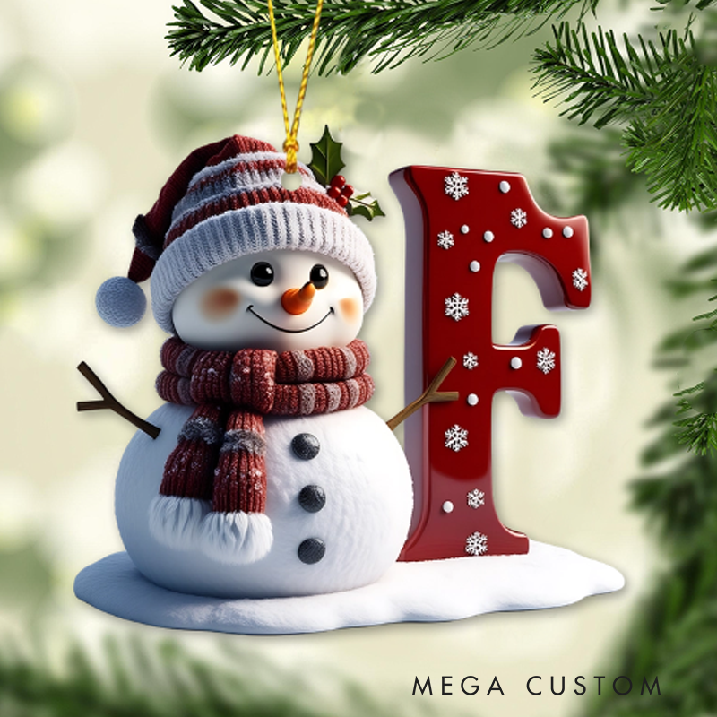 Personalized Cute Snowman Merry Christmas Ornament