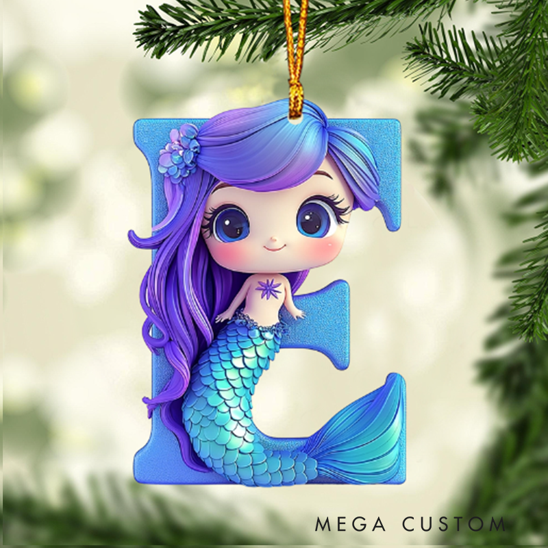 Personalized Beautiful Mermaid Letter Kid Ornament