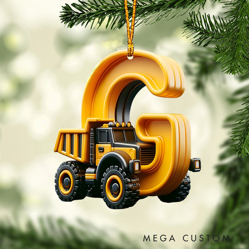 Personalized Construction Vehicles Letter Ornament Kid Ornament