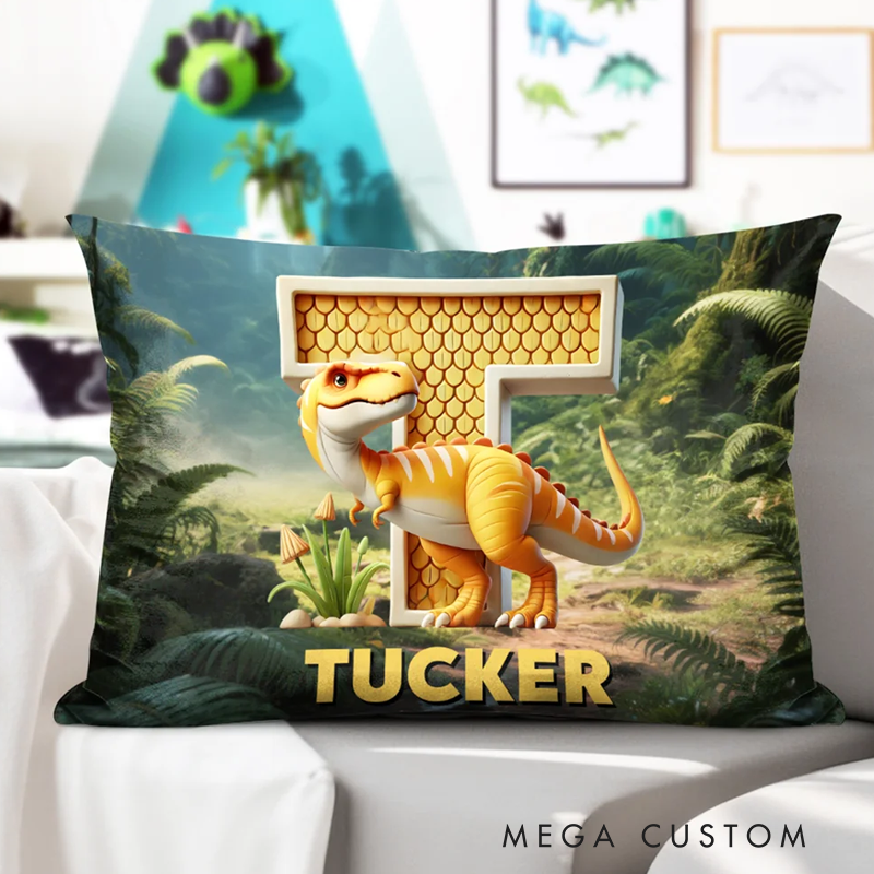 Personalized Dinosaur Fantasy Unicorn Soft Throw Pillow Cover with Name Home Decor Birthday Gift for Kids