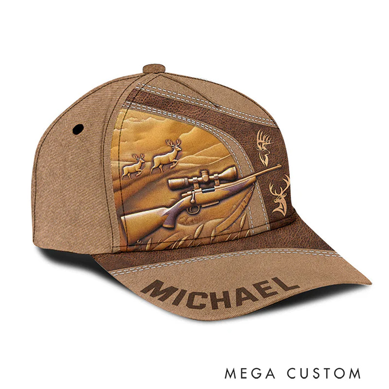 Personalized 3D Deer Hunting Hat Hunting Classic Cap Gifts for Men Boyfriend Husband