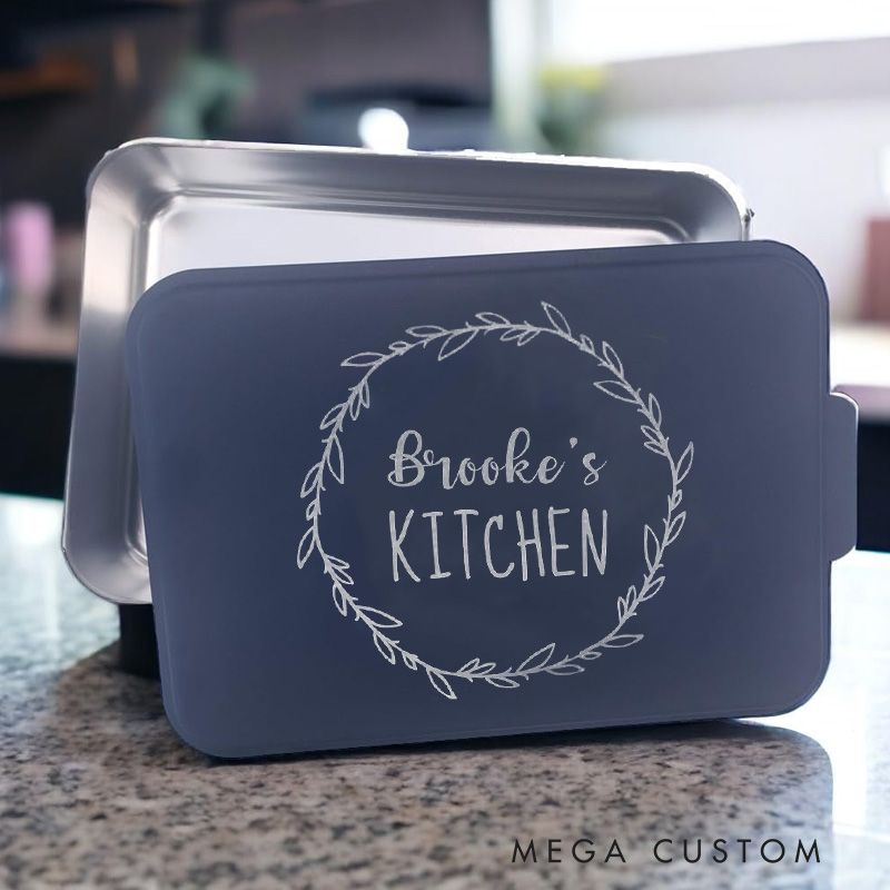Personalized Aluminum Baking Pan with Lid Engraved Name Kitchen Cake Pan for Baker Mom Grandma Gift Baking Lover Gifts