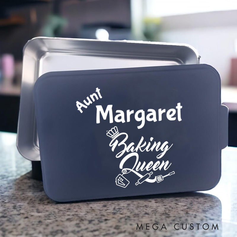 Personalized Made with Love Baking Pan with Lid Aluminum Baking Queen Cake Pan with Name for Baker Mom Grandma Gift Baking Lover Gifts