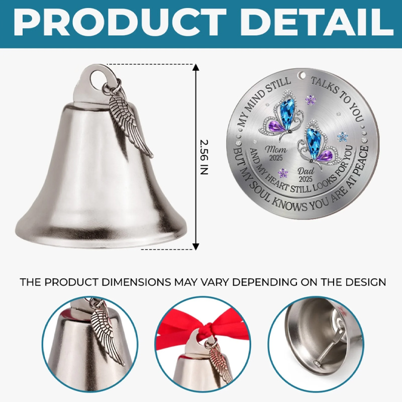 Personalized Bell Ornament With Charms Memorial Sympathy Gifts for Loss of Loved One Your Light Still Guides My Way