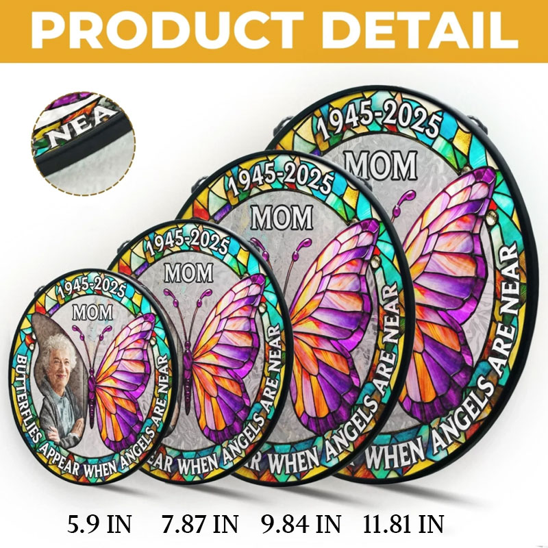 Personalized Photo Stained Glass Window Hanging Suncatcher Memorial Sympathy Gifts for Loss of Loved One I'm Always With You