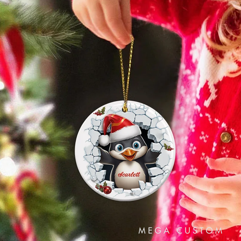 Personalized Ceramic Christmas Ornament with Name Snowman Reindeer Santa Claus Tree Decoration Gift for Family