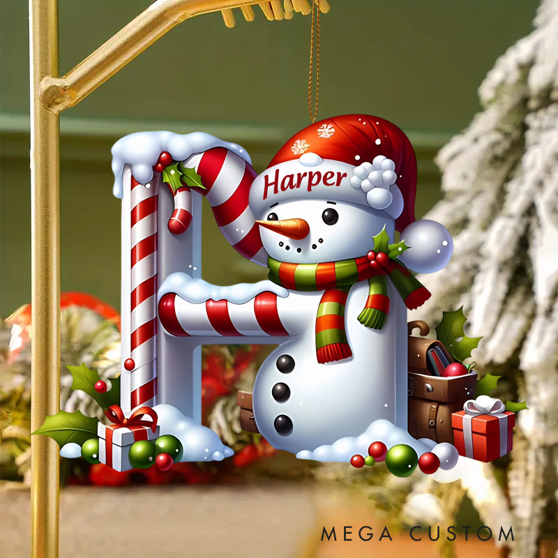 Personalized Acrylic Flat Christmas Letters Ornaments Hanging Xmas Alphabet Letters For Christmas Tree Pendant Christmas Decorations