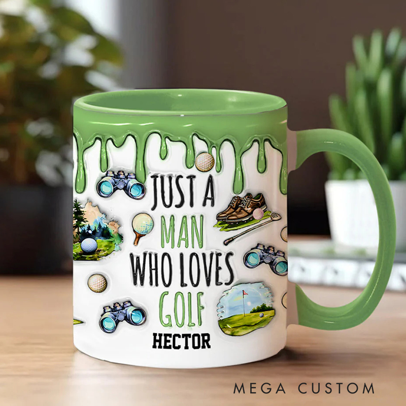 Personalized "Just a Man Who Loves Golf" Golf Lover’s Mug with Custom Name