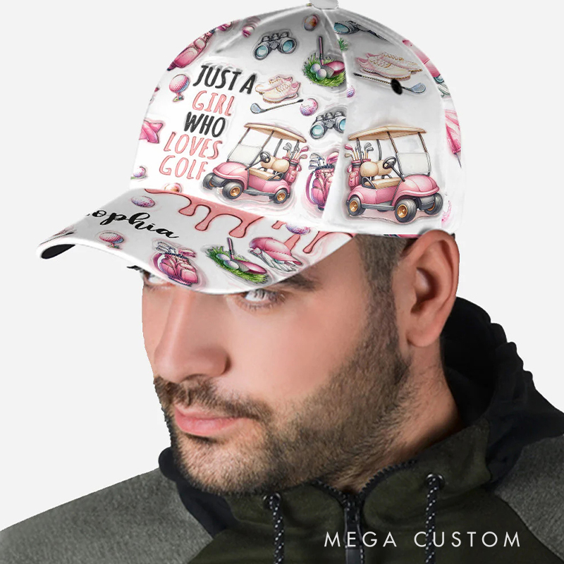 Personalized "Just a Girl Who Loves Golf" Cap with Custom Name   