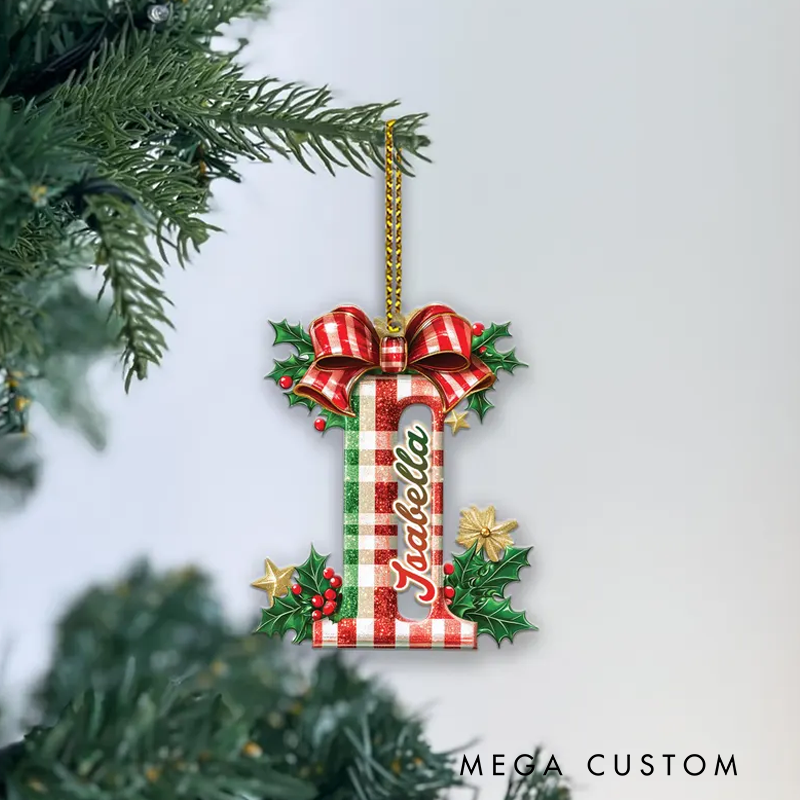 Personalized Christmas Ornament with Name One Sided Custom Letter Holiday Decoration for Tree Family Christmas Letters