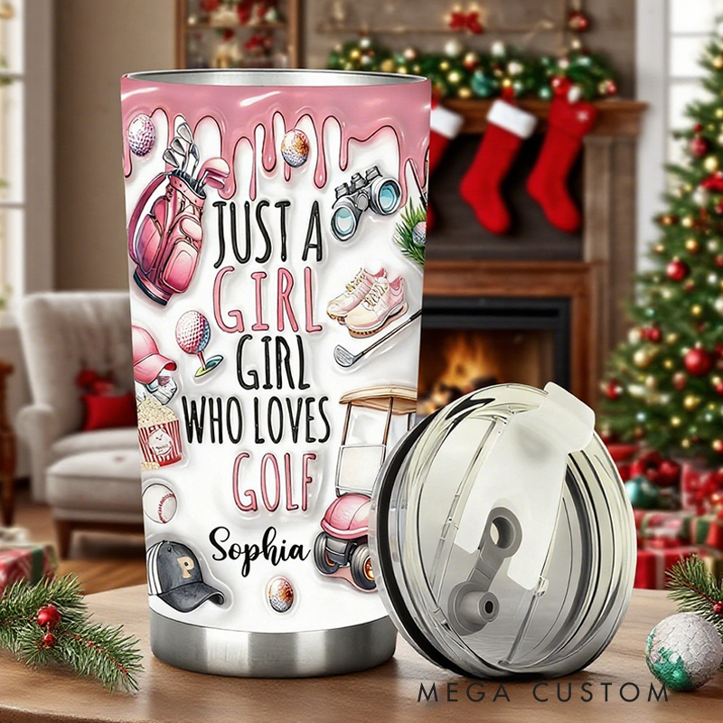 Personalized "Just a Girl Who Loves Golf" Tumbler with Custom Name  