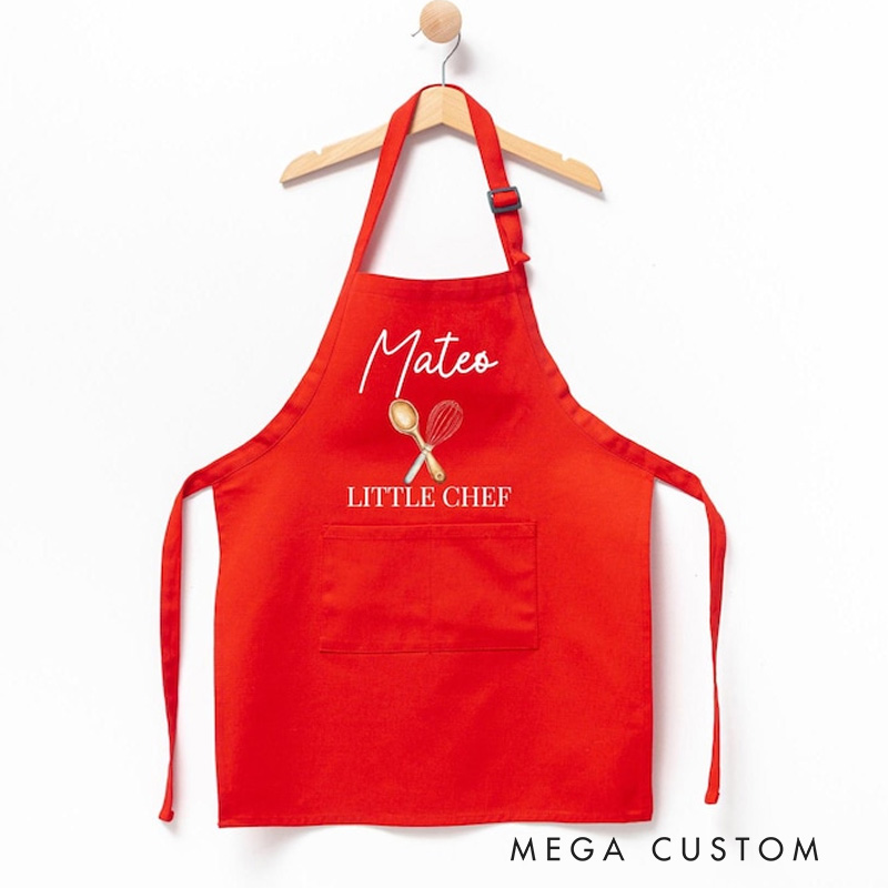 Personalized Cartoon Witch Character Pumpkin Adjustable Apron Chef Hat Set with Name and Initial Daily Use Halloween Party Gift for Kids