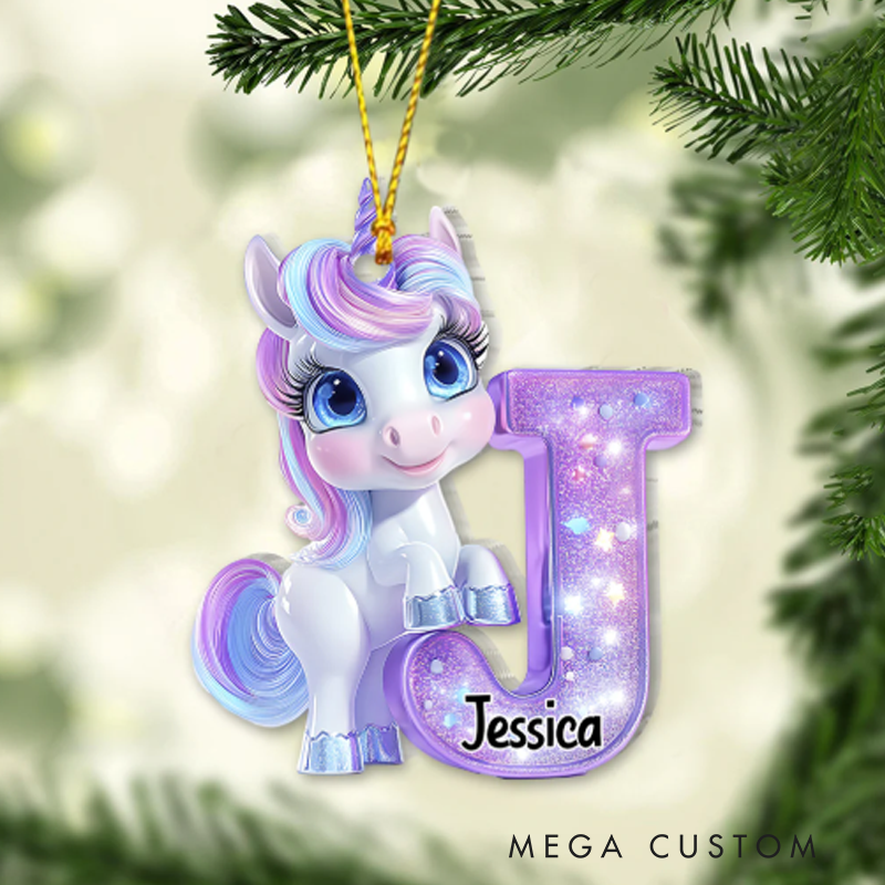 Personalized Cartoon Unicorns Kid Ornament