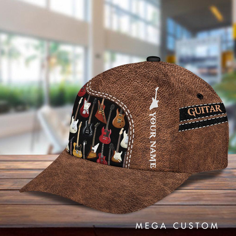 Personalized Name Classic Cap 3D Print Baseball Cap for Music Lover and Guitar Lovers Custom Gift