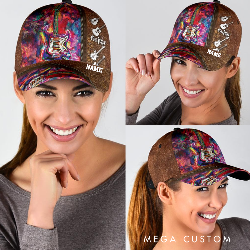 Personalized Name Classic Cap 3D Print Baseball Cap for Music Lover and Guitar Lovers Custom Gift