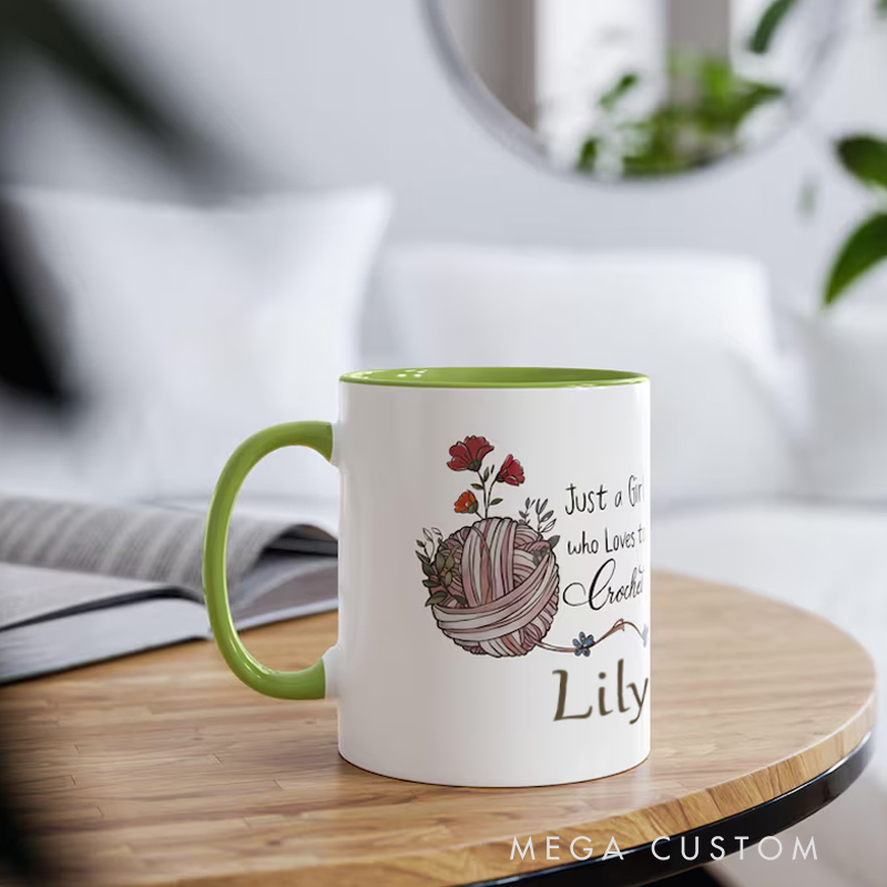 Personalized Just a Girl Who Loves to Crochet Gift Mug Best Friend Novelty Mug Crocheter Birthday Mothers Day Present