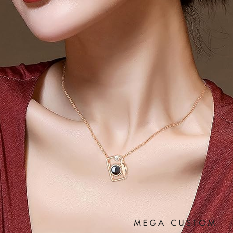 Personalized Photo Brass Heart Necklace With Picture Inside Mini Camera Locket Necklace Birthday Gifts