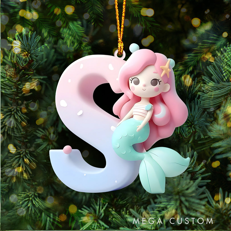 Personalized Little Mermaid Letter Kid Ornament
