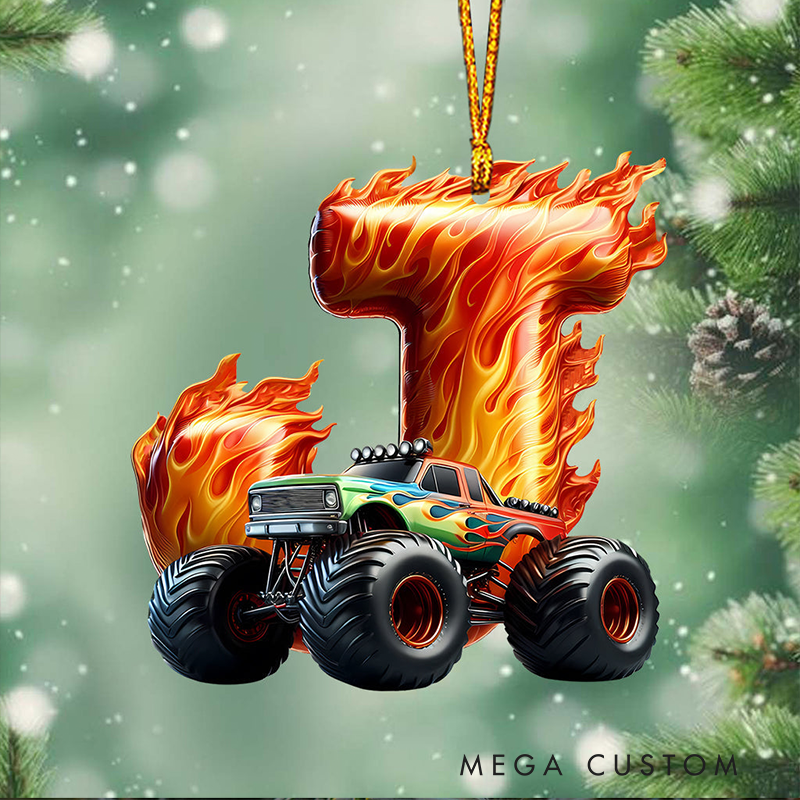 Personalized Cute Strong Cars Kid Christmas Ornament