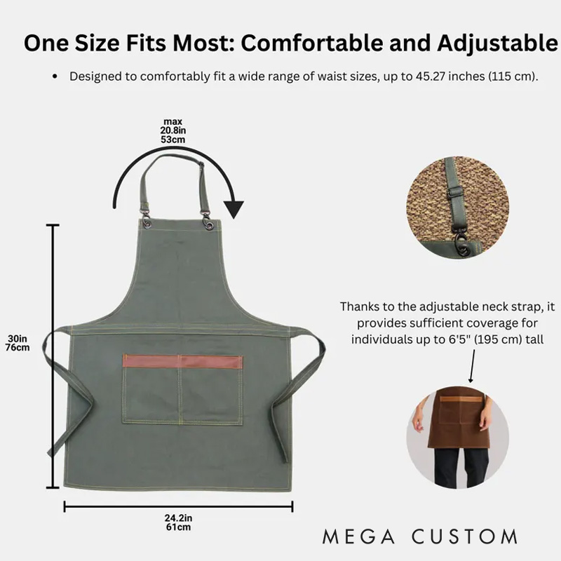 Personalized Canvas Chef Apron with Pockets Embroidered Kitchen Wear for Restaurants and Home Cooking Baking Lover Gift