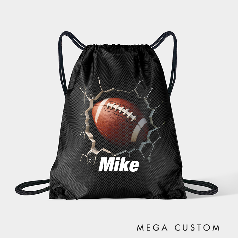 Personalized Soccer, Basketball, Volleyball, and Football Drawstring Backpack with Custom Name and 3D Ball Design
