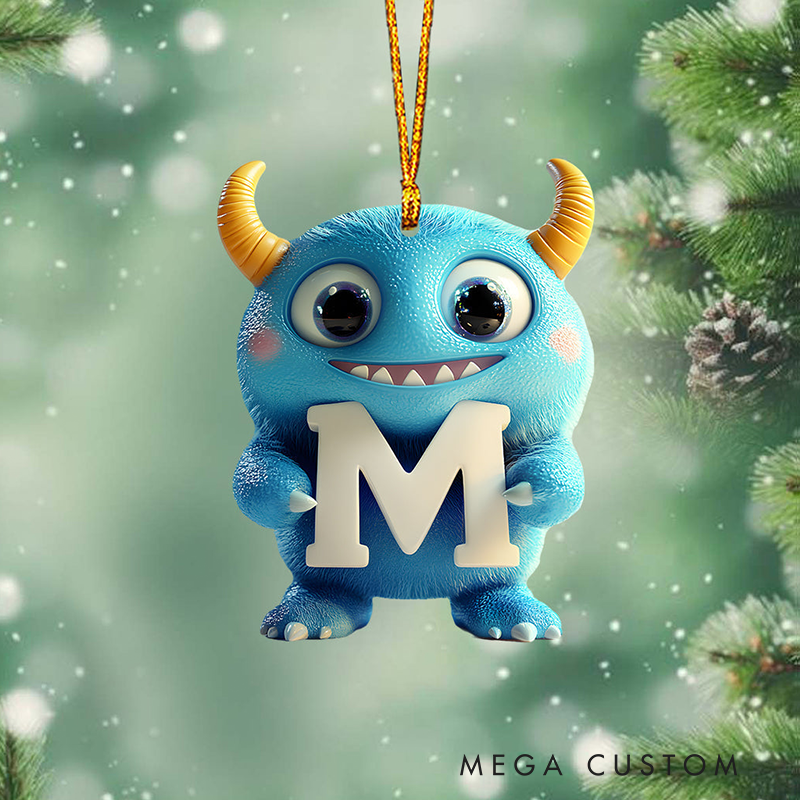 Personalized Monster Kid Letter Kid Christmas Ornament