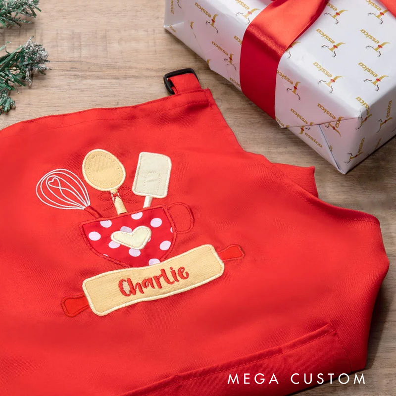 Personalized Baking Tools Adjustable Boy Girl Apron Chef Hat Set with Embroidered Name and Pocket Birthday Gift for Kids Cooking Lovers