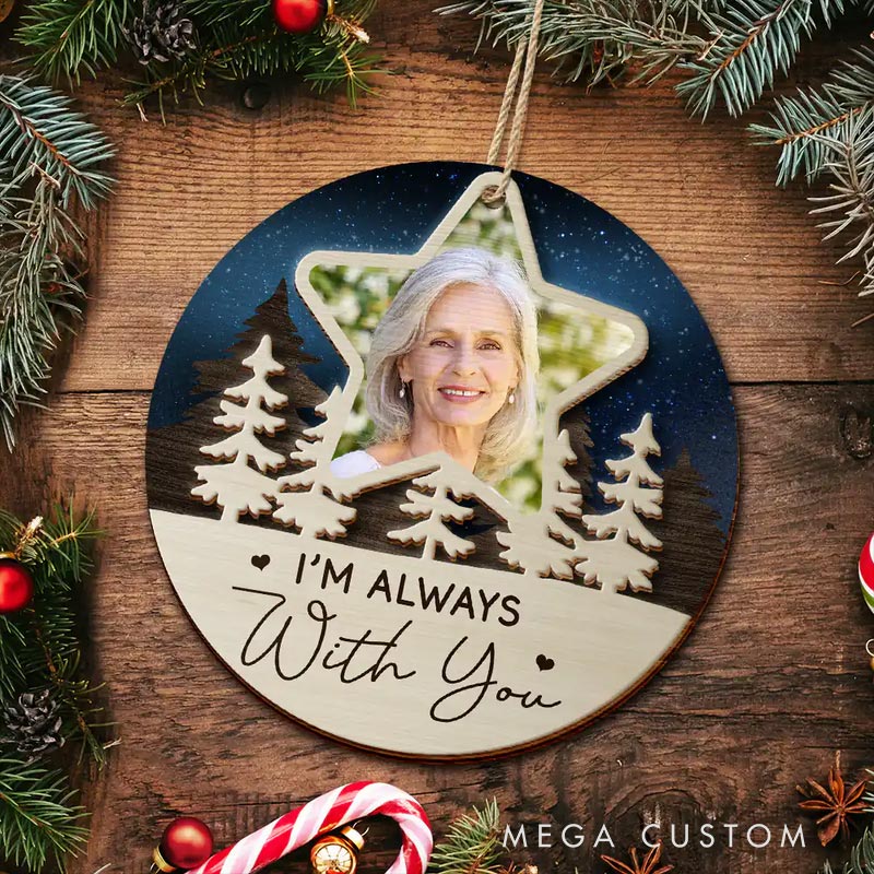 Personalized 2-Layered Wooden Ornament Custom Photo I'll See You On The Other Side Of The Stars Christmas Ornament 