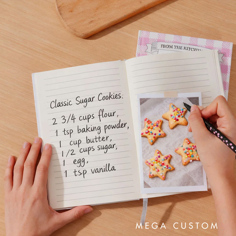 Personalized Watercolor Mixer Checkered Baking Recipe Notebook with Text and Name Kitchen Bakery Gift for Moms Grandmas Bakers