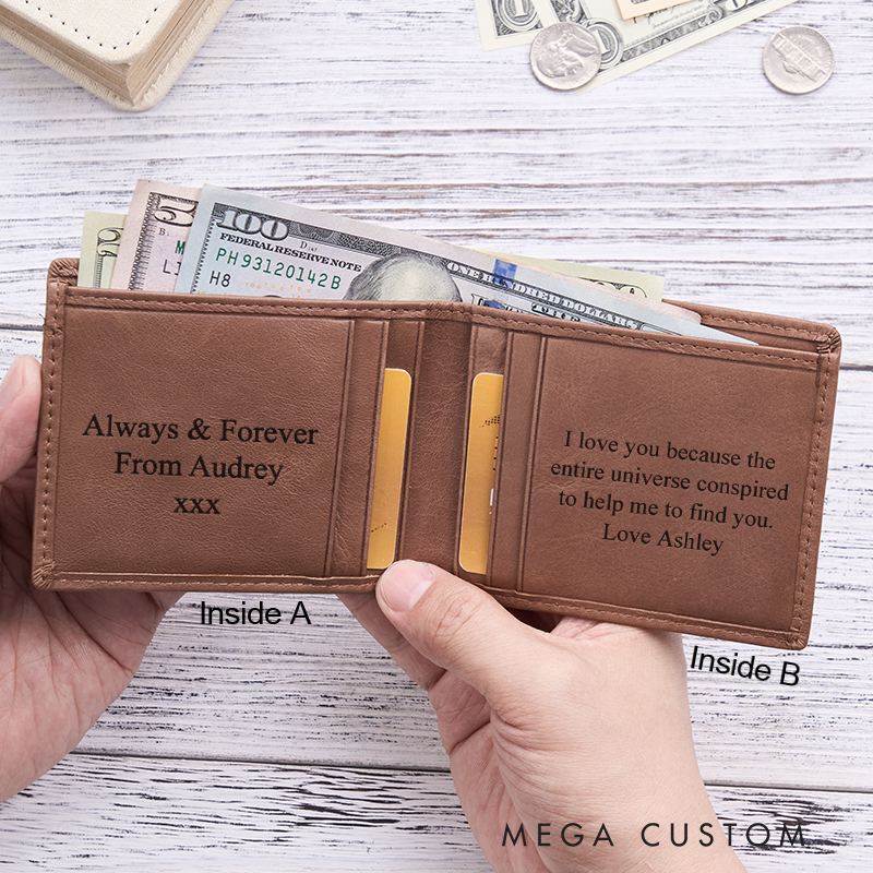 Personalized Leather Wallet For Men Engraved Crazy Horse Wallet Leather Gift for Him Groomsman Gift Boyfriend Gift Dad Gift Husband Gift