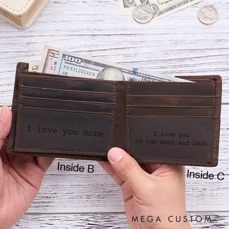 Personalized Leather Wallet Engraved Mens Wallet Crazy Horse Wallet Birthday Gift for Him Groomsman Gift Boyfriend Gift Dad Gift Husband Gift