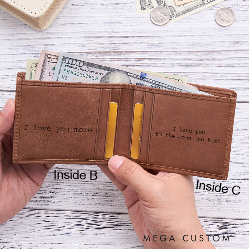 Personalized Leather Wallet For Him Engraved Genuine Leather Wallet Mens Wallet Anniversary Gift For Him Boyfriend Gift Dad Gift Husband Gift
