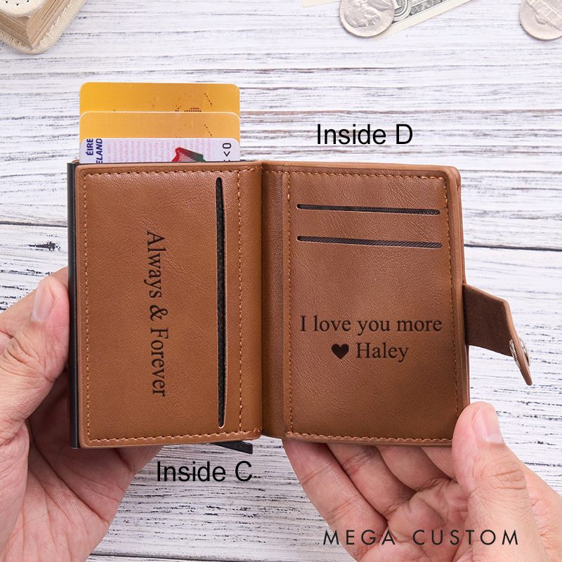 Personalized Leather Wallet For Him Engraved Leather Wallet Engraved Mens Wallet Minimalist Wallet Anniversary Gift For Him Boyfriend Gift Dad Gift Husband Gift