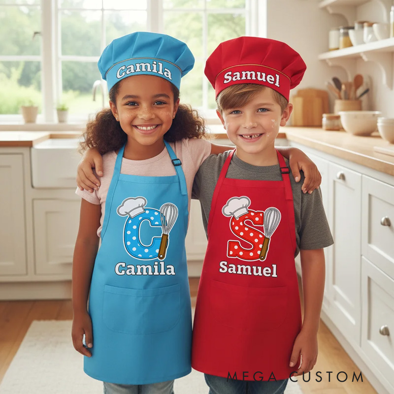 Personalized Embroidered Baking Themed Pattern Multicolor Adjustable Canvas Chef Apron with Pockets and Text Gift for Cooking Baking Lovers