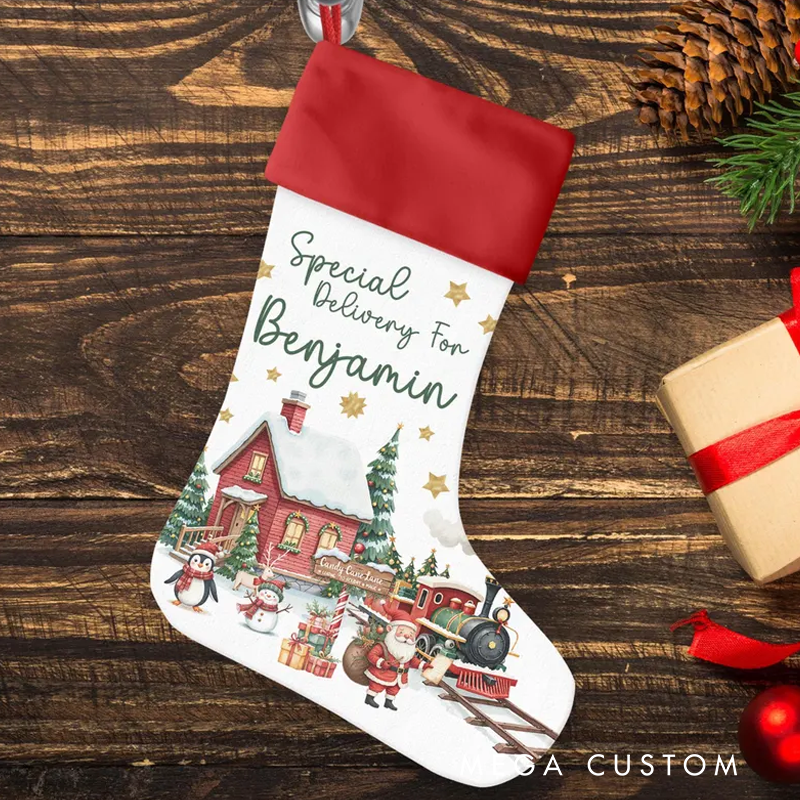 Personalized Name Christmas Stocking Custom Name Special Delivery Stocking Christmas Eve Gift Christmas Keepsake